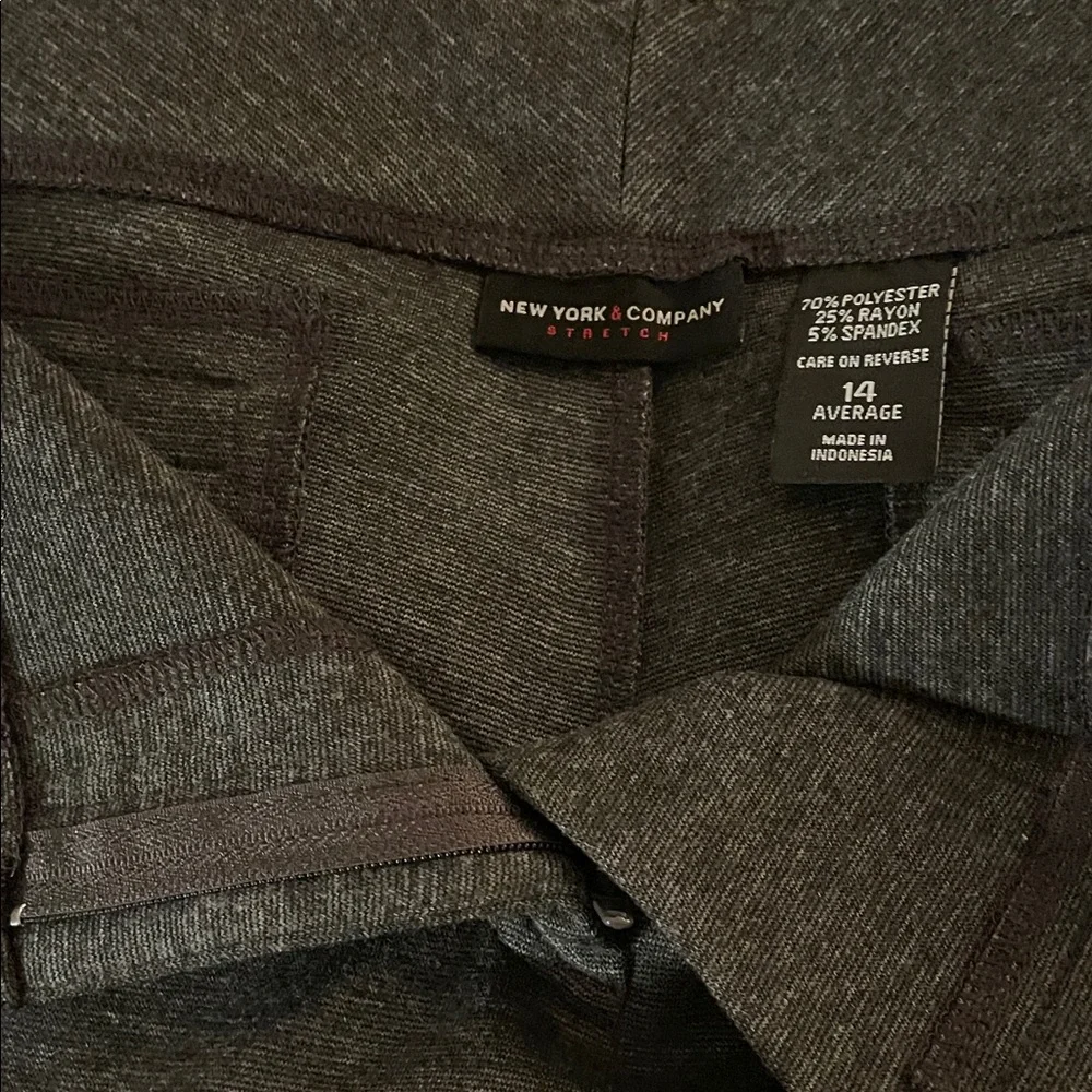 New York & Co Women’s Size 14 Average Dark Gray Dress Zip Up Wide Leg Pants